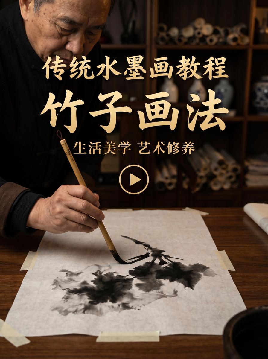 17C 水墨画视频教程：竹子画法入门与笔墨技法 - www.pwlfsqc.cn